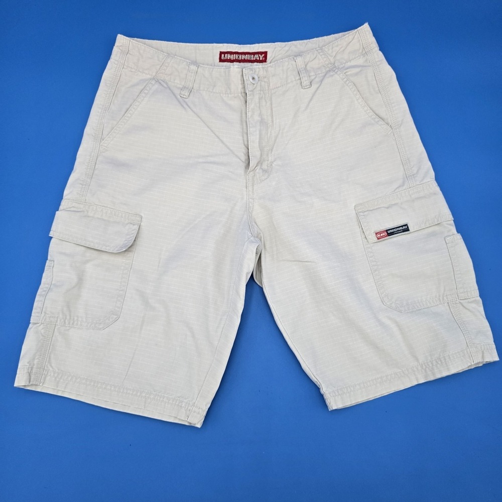 Y2K Unionbay Union Bay Cargo Shorts Off-white Khaki Juniors 5‎  10" Inseam EUC